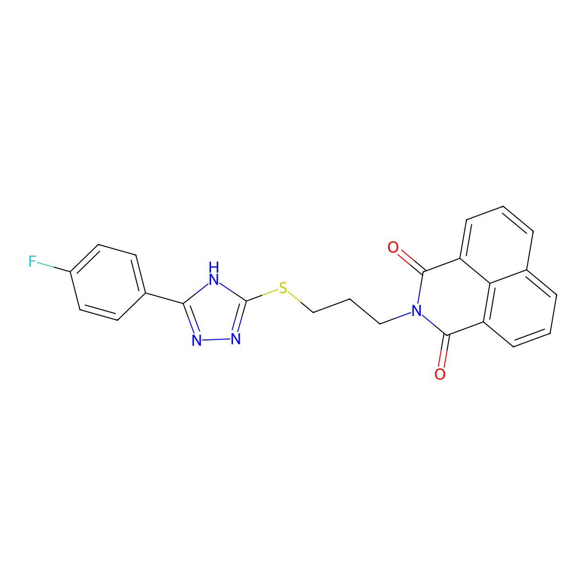 2-[3-[[5-(4-fluorophenyl)-1H-1,2,4-triazol-3-yl]sulfanyl]propyl]benzo[de]isoquinoline-1,3-dione molecular structure, CAS 690249-60-6