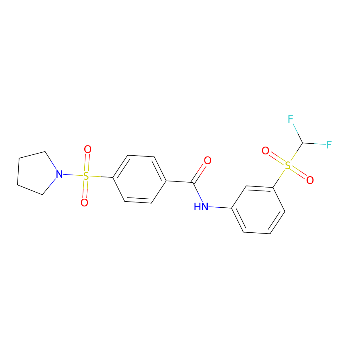 N-{3-[(difluoromethyl)sulfonyl]phenyl}-4-(1-pyrrolidinylsulfonyl)benzamide molecular structure, CAS 690249-61-7
