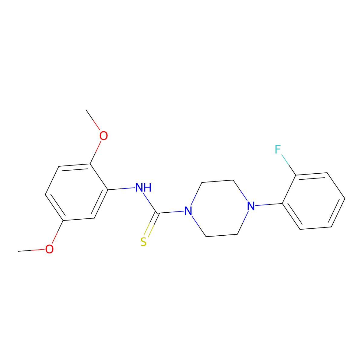 N-(2,5-dimethoxyphenyl)-4-(2-fluorophenyl)piperazine-1-carbothioamide molecular structure, CAS 690249-62-8