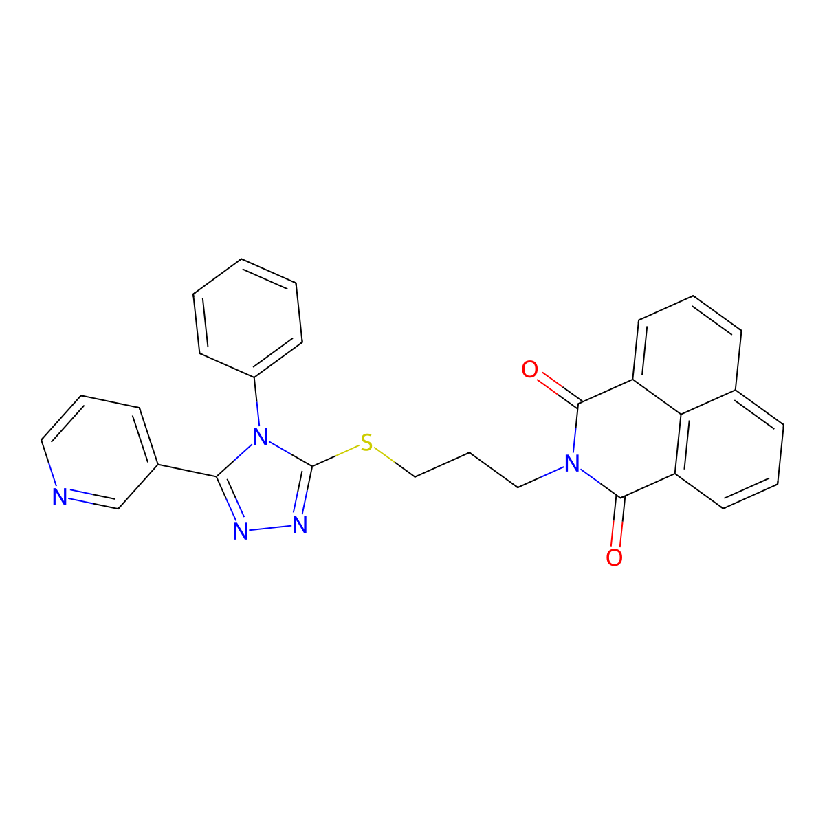 2-[3-[(4-Phenyl-5-pyridin-3-yl-1,2,4-triazol-3-yl)sulfanyl]propyl]benzo[de]isoquinoline-1,3-dione molecular structure, CAS 690249-64-0
