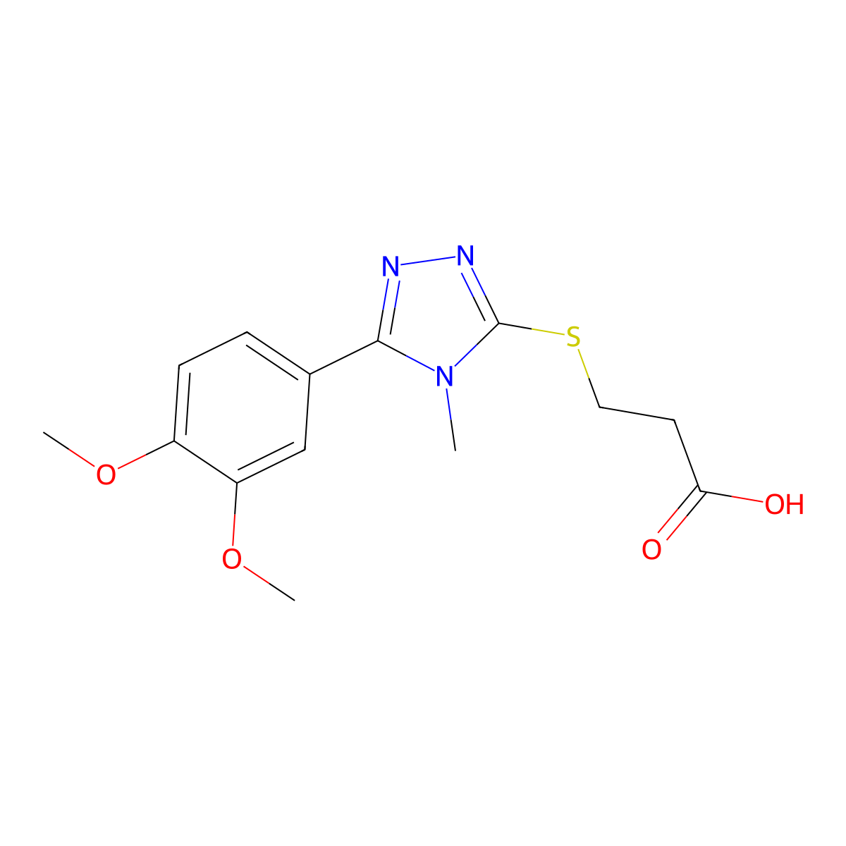 3-{[5-(3,4-dimethoxyphenyl)-4-methyl-4H-1,2,4-triazol-3-yl]sulfanyl}propanoic acid molecular structure, CAS 690249-66-2