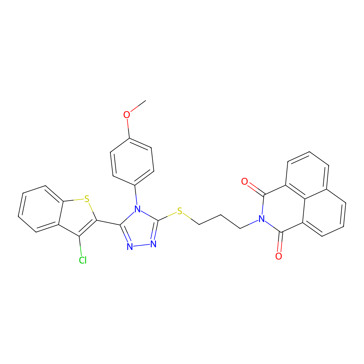 2-[3-[[5-(3-Chloro-1-benzothiophen-2-yl)-4-(4-methoxyphenyl)-1,2,4-triazol-3-yl]sulfanyl]propyl]benzo[de]isoquinoline-1,3-dione molecular structure, CAS 690249-71-9