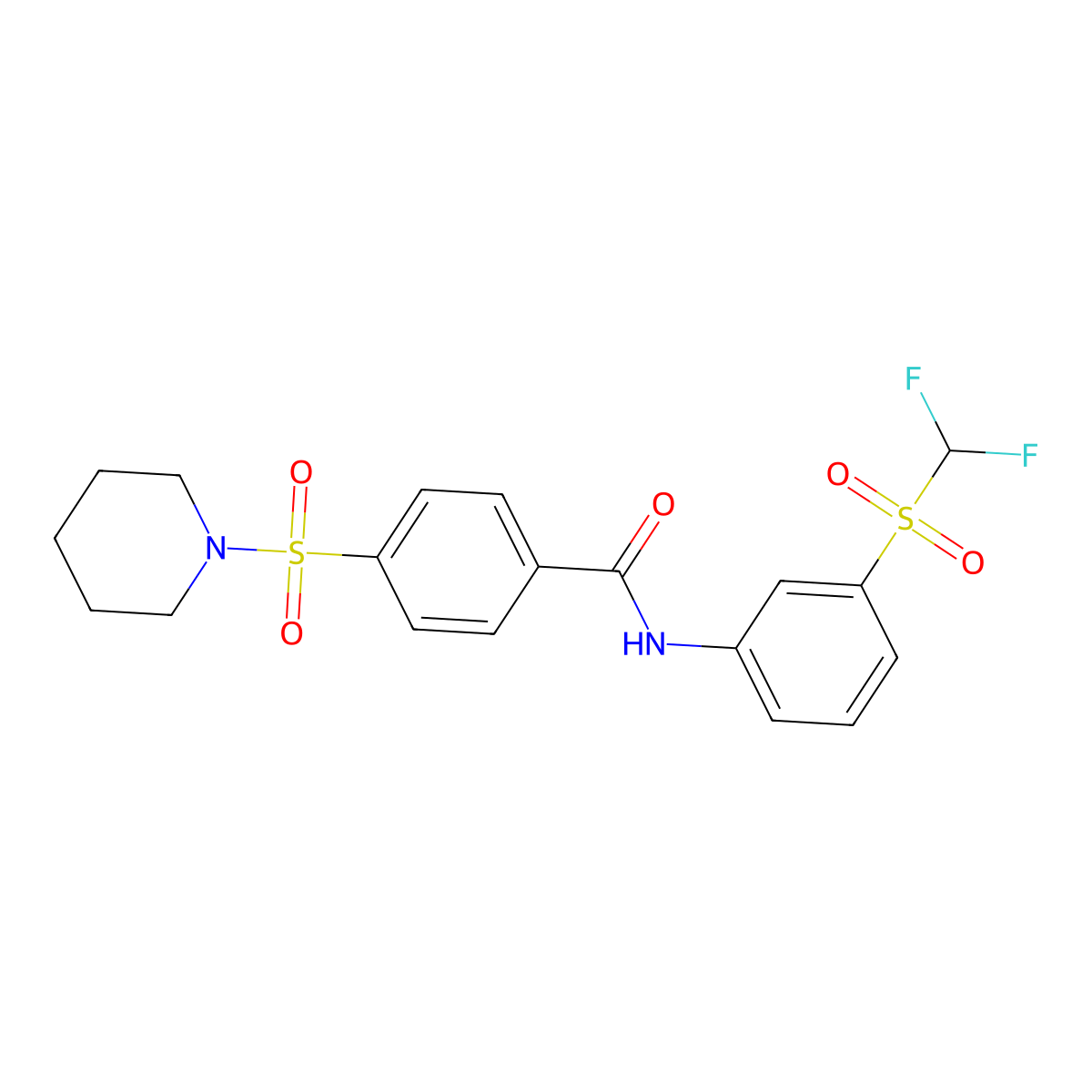 N-(3-((difluoromethyl)sulfonyl)phenyl)-4-(piperidin-1-ylsulfonyl)benzamide molecular structure, CAS 690249-82-2