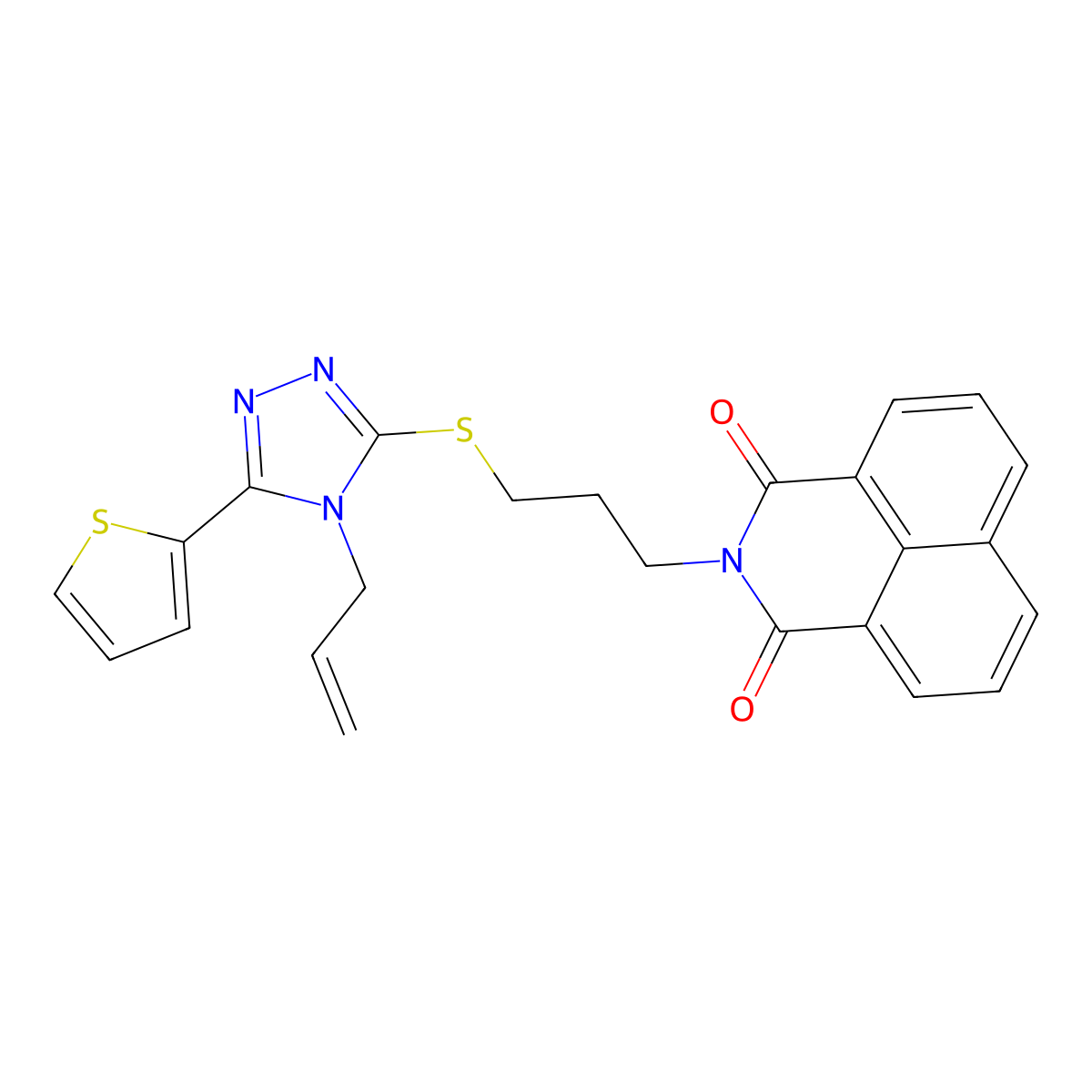 2-[3-[(4-Prop-2-enyl-5-thiophen-2-yl-1,2,4-triazol-3-yl)sulfanyl]propyl]benzo[de]isoquinoline-1,3-dione molecular structure, CAS 690249-85-5