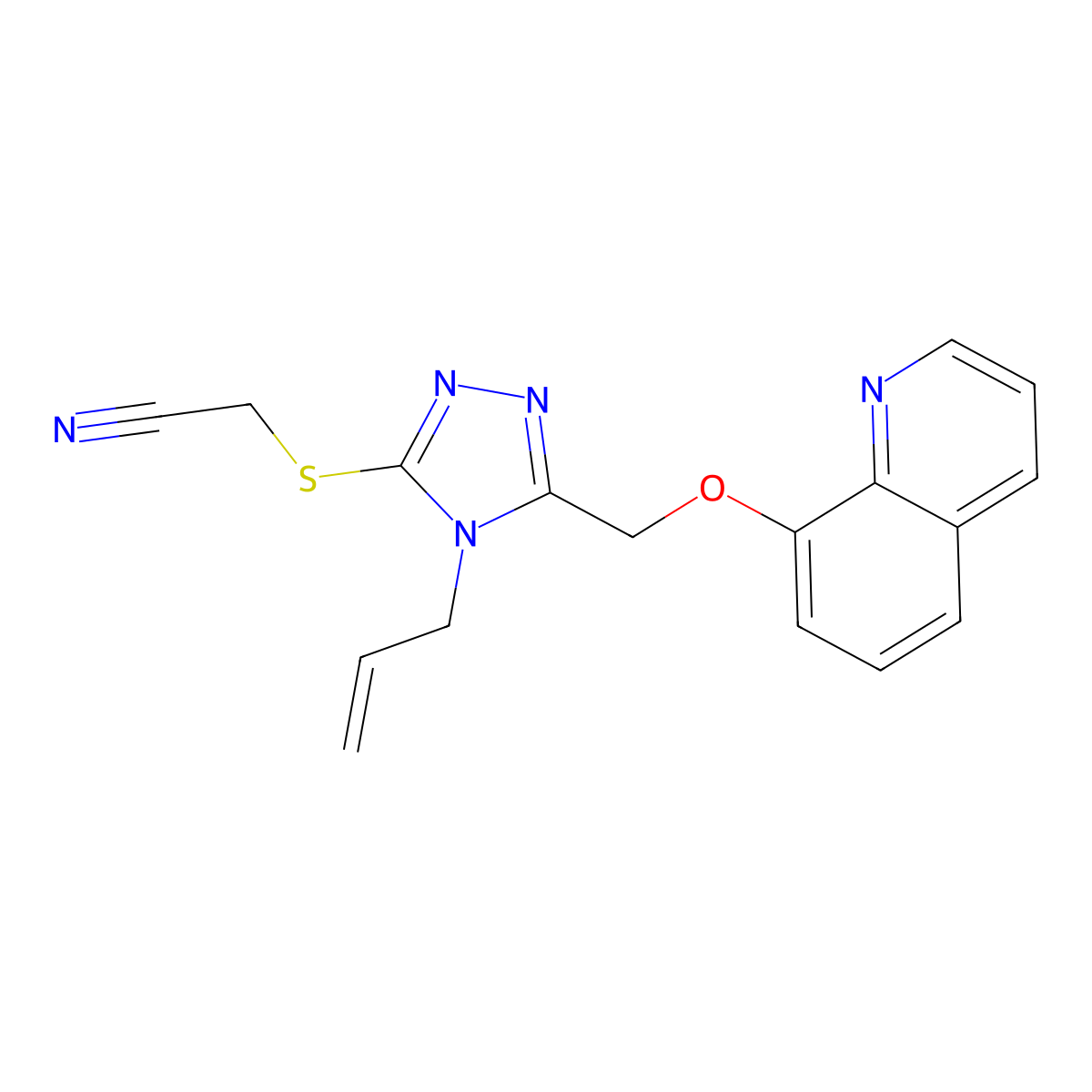 2-[4-Prop-2-enyl-5-(8-quinolyloxymethyl)-1,2,4-triazol-3-ylthio]ethanenitrile molecular structure, CAS 690249-88-8