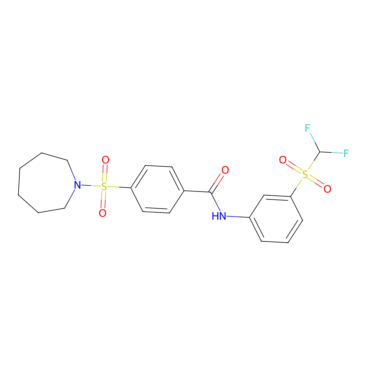 4-(azepan-1-ylsulfonyl)-N-[3-(difluoromethylsulfonyl)phenyl]benzamide molecular structure, CAS 690249-91-3