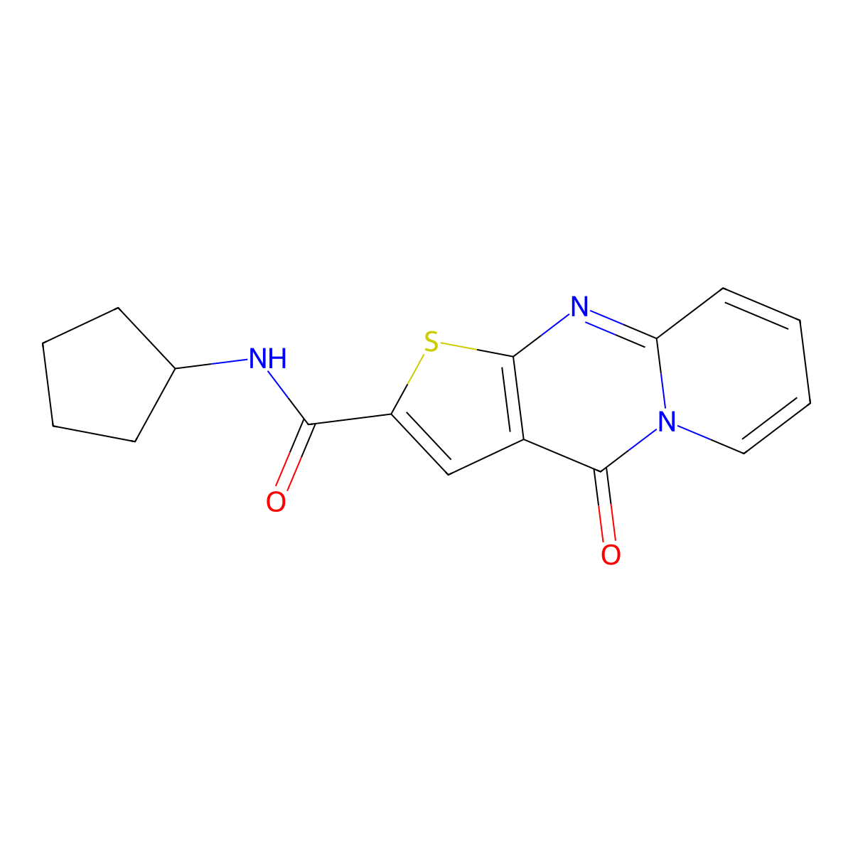 N-cyclopentyl-4-oxo-4H-pyrido[1,2-a]thieno[2,3-d]pyrimidine-2-carboxamide molecular structure, CAS 690250-02-3
