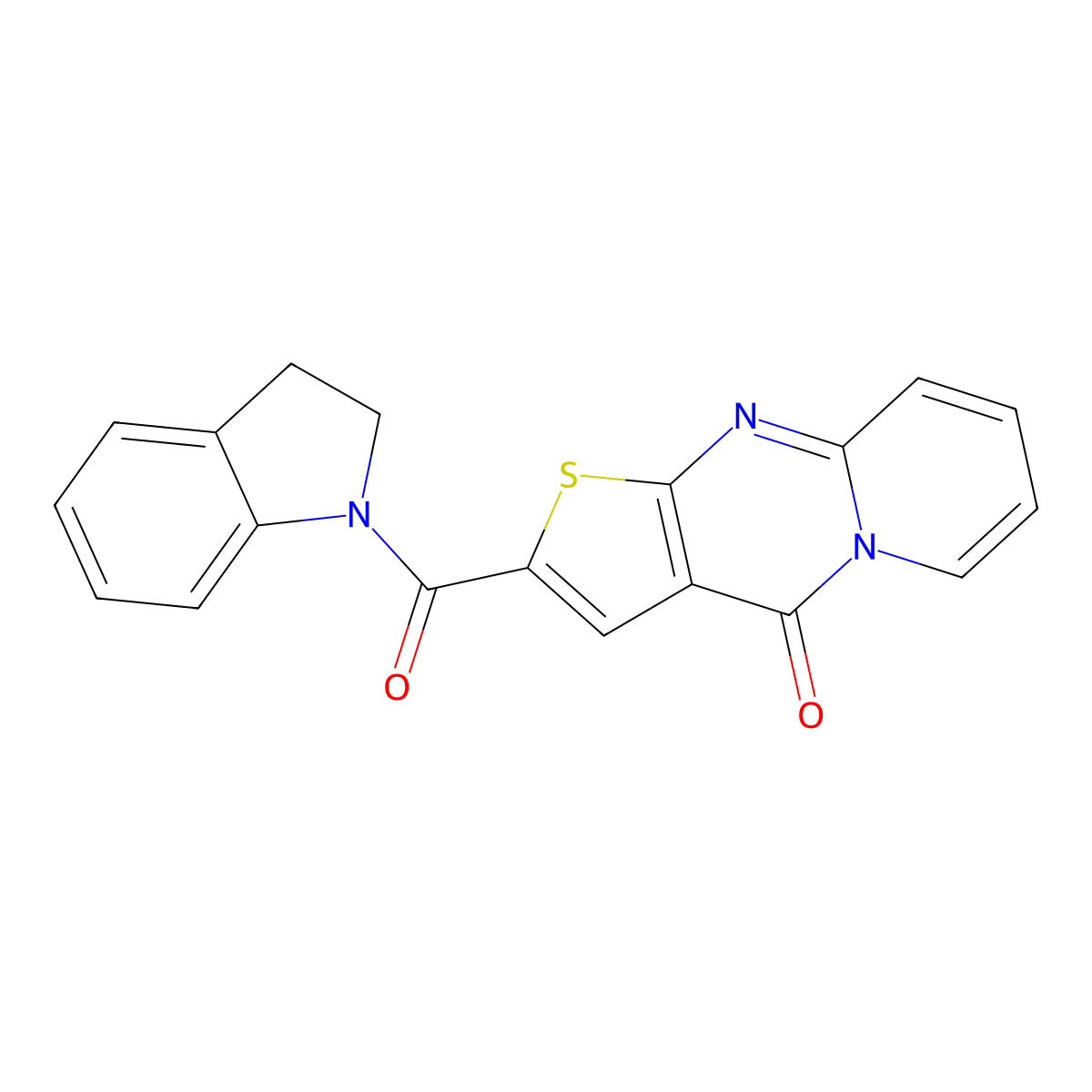2-(2,3-dihydro-1H-indol-1-ylcarbonyl)-4H-pyrido[1,2-a]thieno[2,3-d]pyrimidin-4-one molecular structure, CAS 690250-79-4