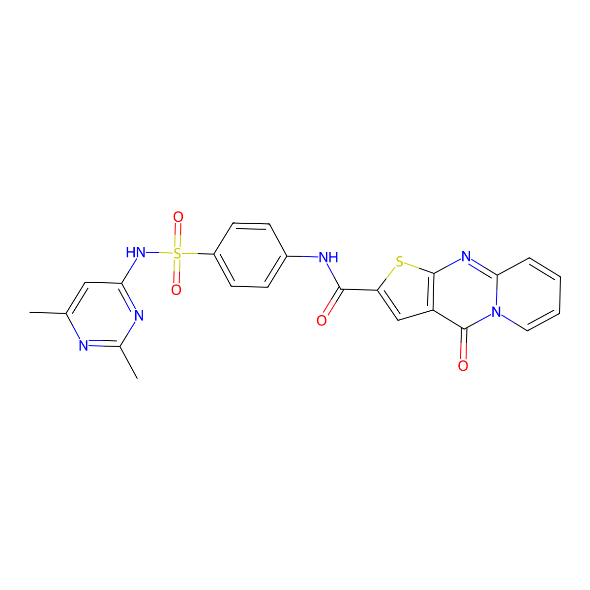 N-{4-[(2,6-dimethylpyrimidin-4-yl)sulfamoyl]phenyl}-2-oxo-6-thia-1,8-diazatricyclo[7.4.0.0^{3,7}]trideca-3(7),4,8,10,12-pentaene-5-carboxamide molecular structure, CAS 690250-82-9