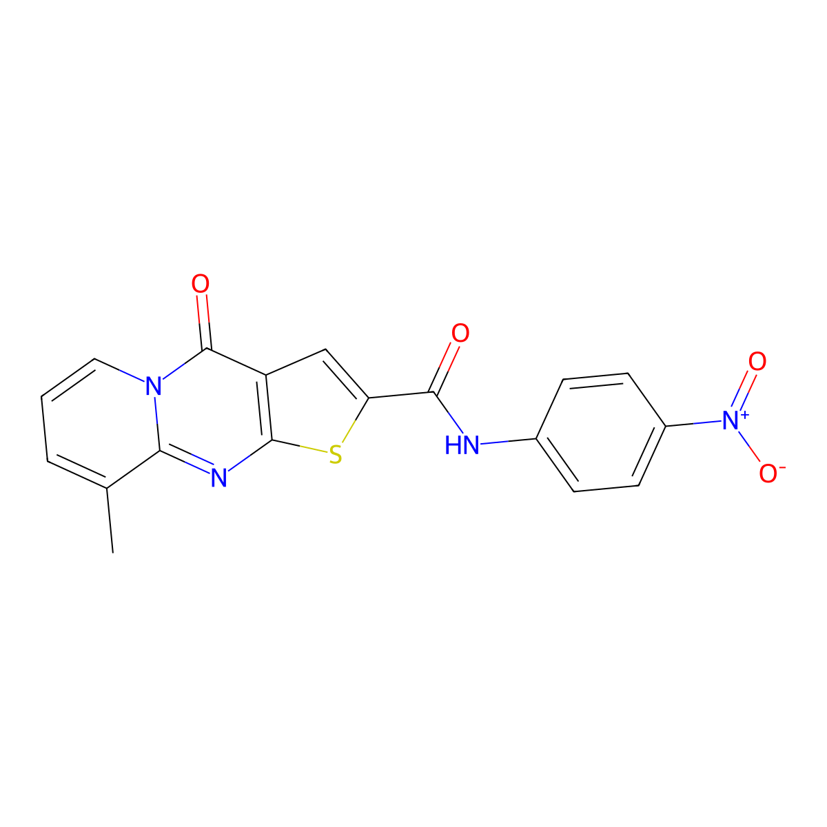 9-methyl-N-(4-nitrophenyl)-4-oxo-4H-pyrido[1,2-a]thieno[2,3-d]pyrimidine-2-carboxamide molecular structure, CAS 690251-66-2