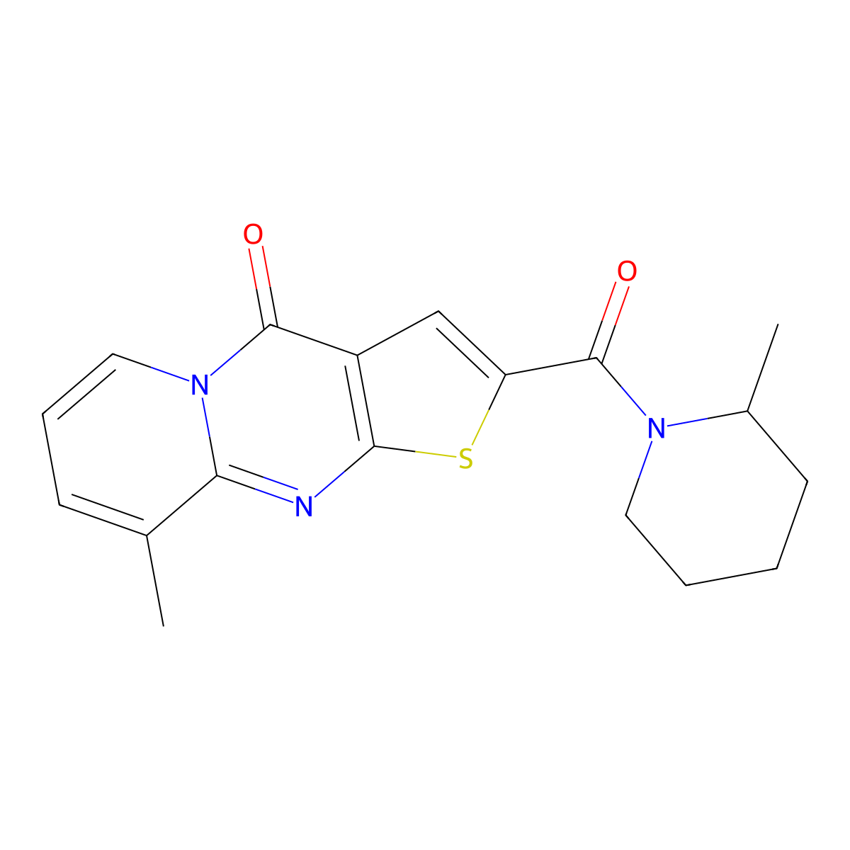 9-methyl-2-[(2-methylpiperidin-1-yl)carbonyl]-4H-pyrido[1,2-a]thieno[2,3-d]pyrimidin-4-one molecular structure, CAS 690251-92-4
