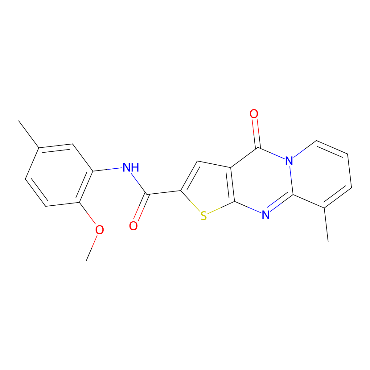 N-(2-methoxy-5-methylphenyl)-9-methyl-4-oxo-4H-pyrido[1,2-a]thieno[2,3-d]pyrimidine-2-carboxamide molecular structure, CAS 690252-09-6