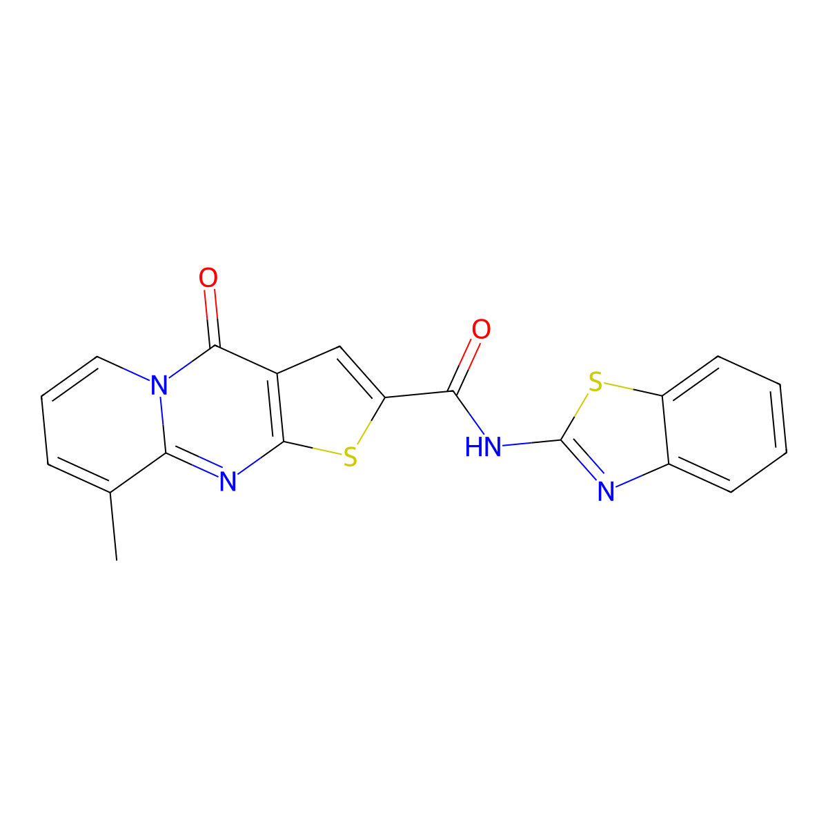 N-(benzo[d]thiazol-2-yl)-9-methyl-4-oxo-4H-pyrido[1,2-a]thieno[2,3-d]pyrimidine-2-carboxamide molecular structure, CAS 690252-15-4