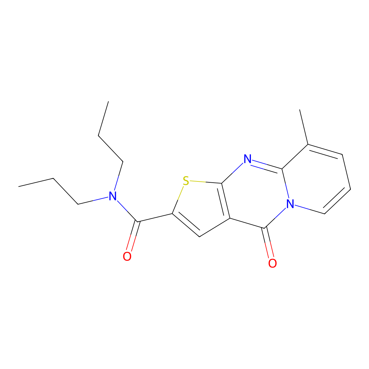 9-methyl-4-oxo-N,N-dipropyl-4H-pyrido[1,2-a]thieno[2,3-d]pyrimidine-2-carboxamide molecular structure, CAS 690252-19-8