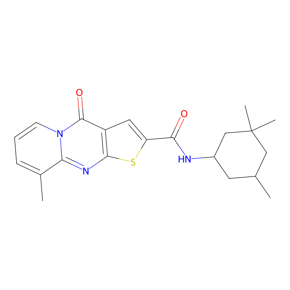 9-methyl-4-oxo-N-((1R,5R)-3,3,5-trimethylcyclohexyl)-4H-pyrido[1,2-a]thieno[2,3-d]pyrimidine-2-carboxamide molecular structure, CAS 690252-22-3