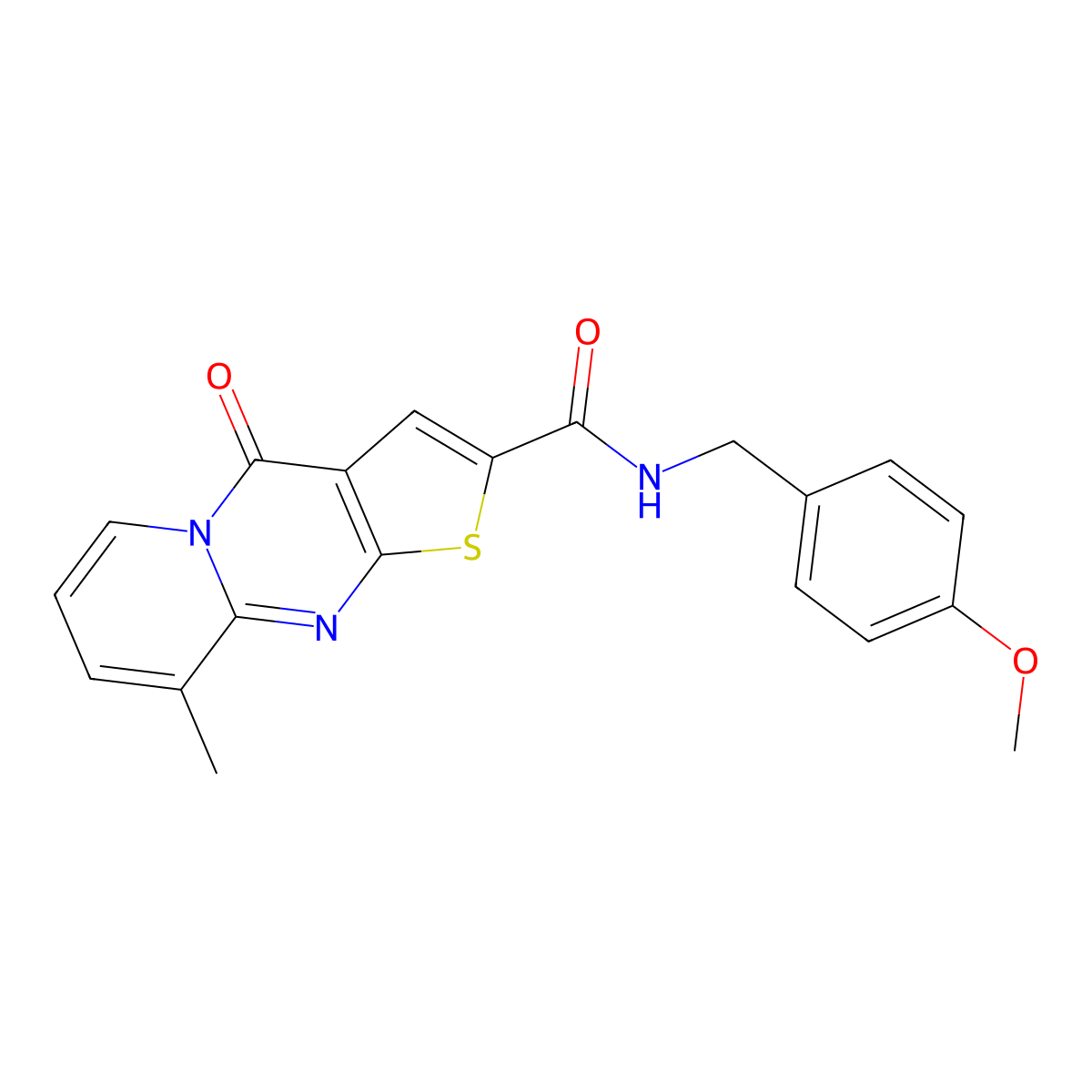 N-(4-methoxybenzyl)-9-methyl-4-oxo-4H-pyrido[1,2-a]thieno[2,3-d]pyrimidine-2-carboxamide molecular structure, CAS 690252-30-3