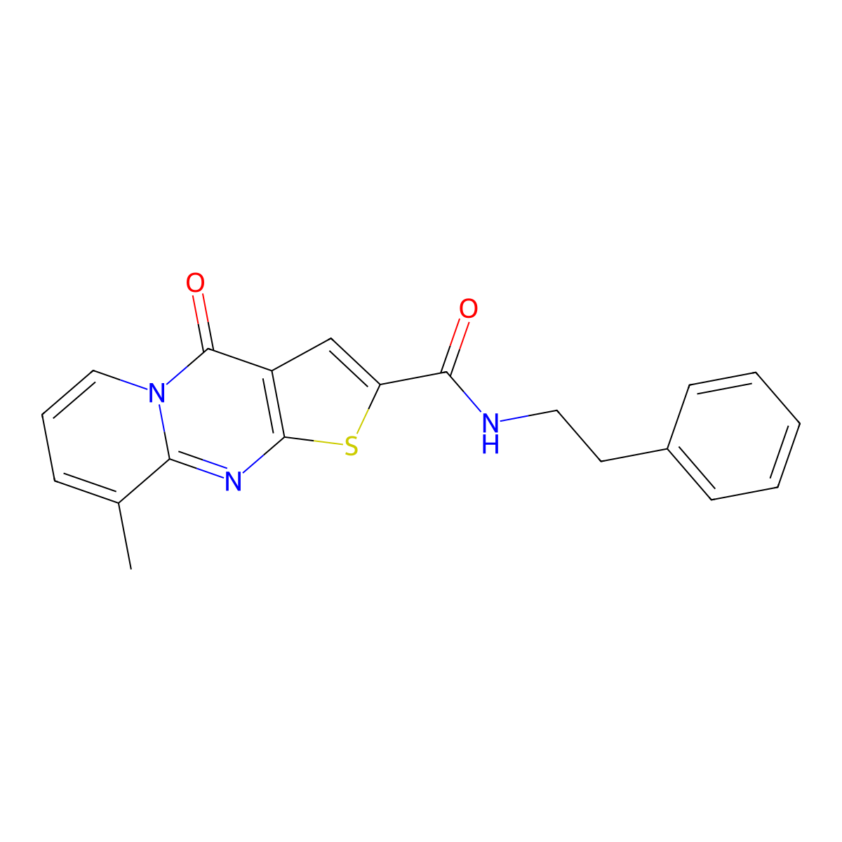 9-methyl-4-oxo-N-(2-phenylethyl)-4H-pyrido[1,2-a]thieno[2,3-d]pyrimidine-2-carboxamide molecular structure, CAS 690252-68-7