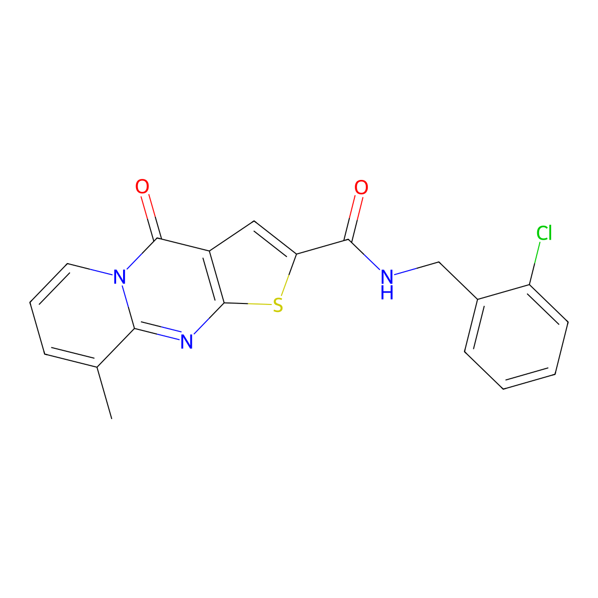 N-(2-chlorobenzyl)-9-methyl-4-oxo-4H-pyrido[1,2-a]thieno[2,3-d]pyrimidine-2-carboxamide molecular structure, CAS 690252-84-7
