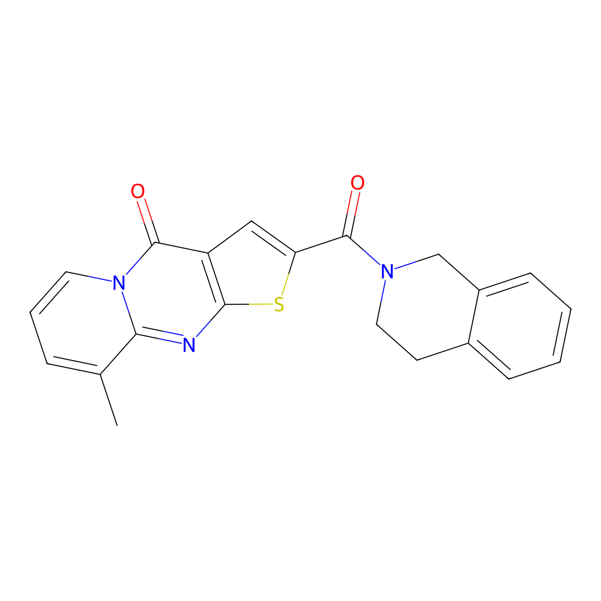 2-(3,4-dihydroisoquinolin-2(1H)-ylcarbonyl)-9-methyl-4H-pyrido[1,2-a]thieno[2,3-d]pyrimidin-4-one molecular structure, CAS 690252-87-0