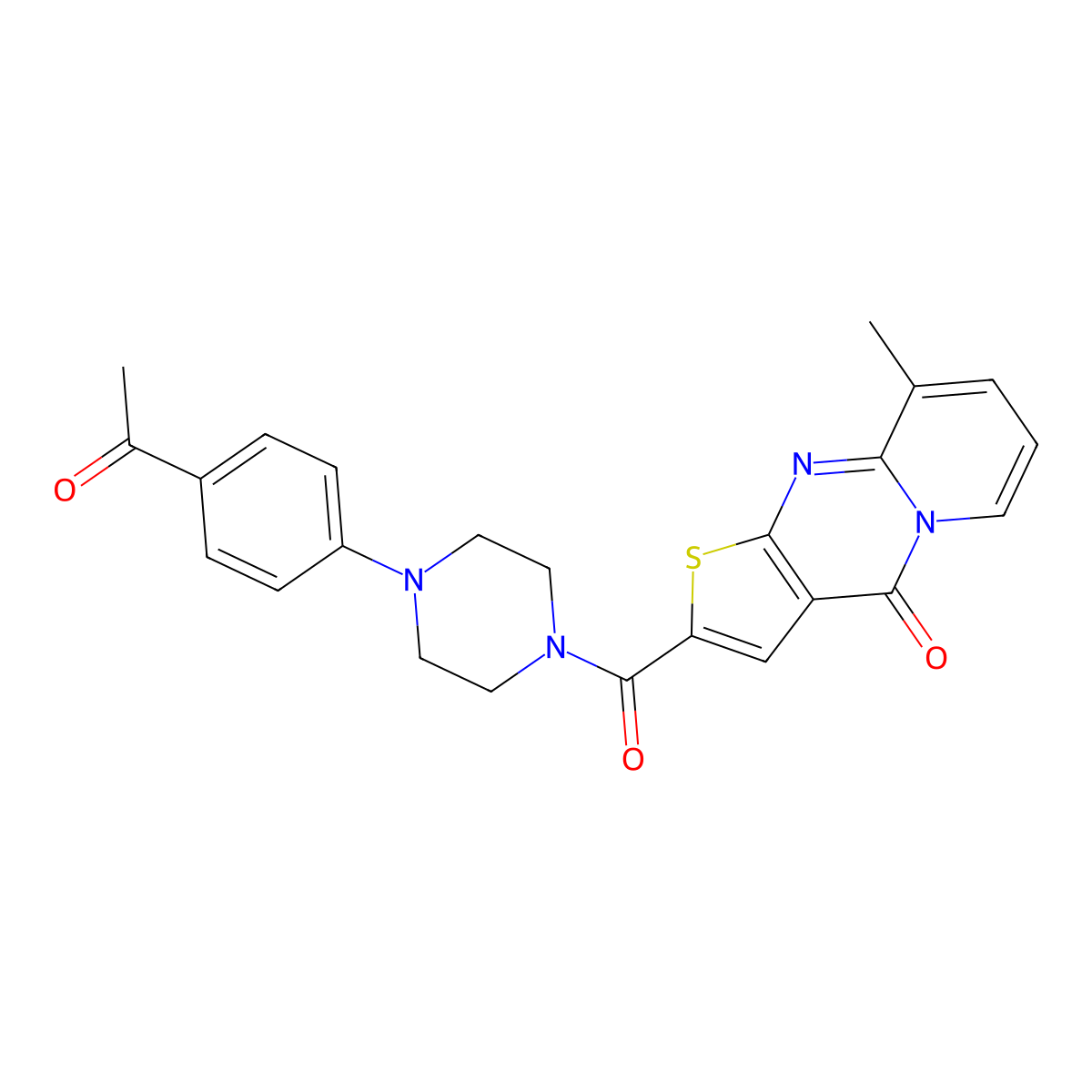 2-(4-(4-acetylphenyl)piperazine-1-carbonyl)-9-methyl-4H-pyrido[1,2-a]thieno[2,3-d]pyrimidin-4-one molecular structure, CAS 690252-93-8