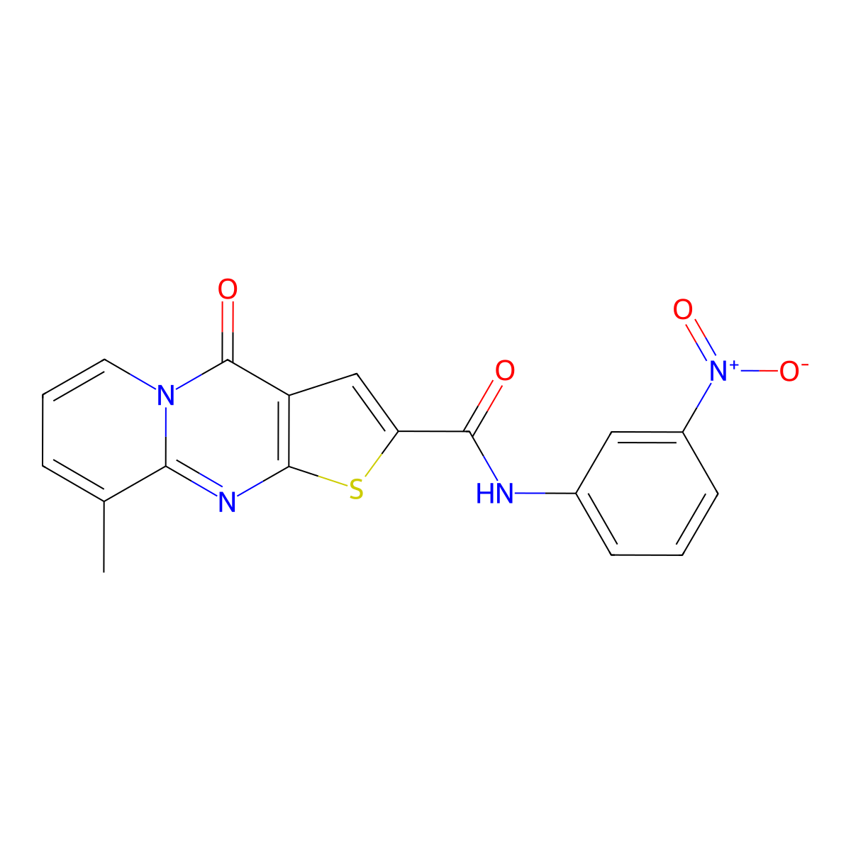 9-methyl-N-(3-nitrophenyl)-4-oxo-4H-pyrido[1,2-a]thieno[2,3-d]pyrimidine-2-carboxamide molecular structure, CAS 690253-38-4