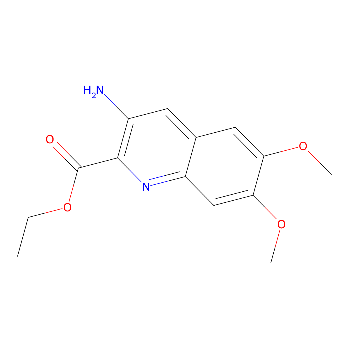Ethyl 3-amino-6,7-dimethoxyquinoline-2-carboxylate molecular structure, CAS 690253-80-6