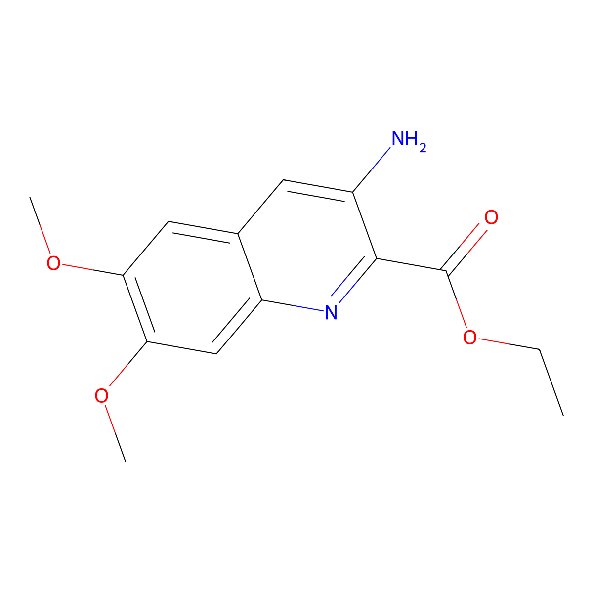 Ethyl 3-amino-6,7-dimethoxyquinoline-2-carboxylate molecular structure, CAS 690253-80-6