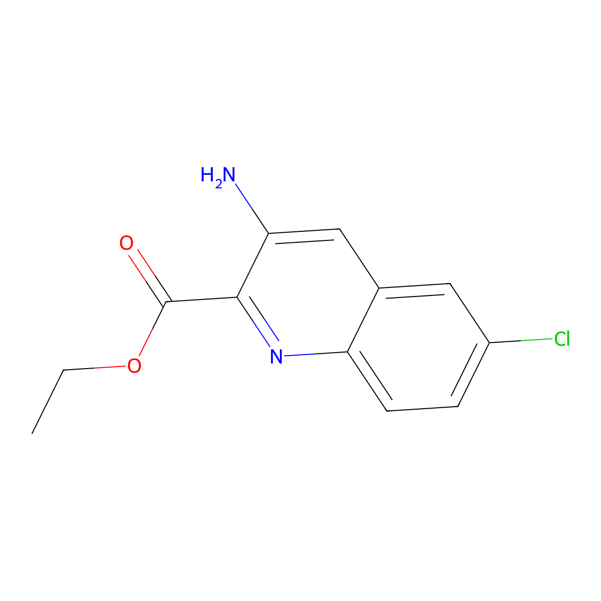 Ethyl 3-amino-6-chloroquinoline-2-carboxylate molecular structure, CAS 690253-81-7