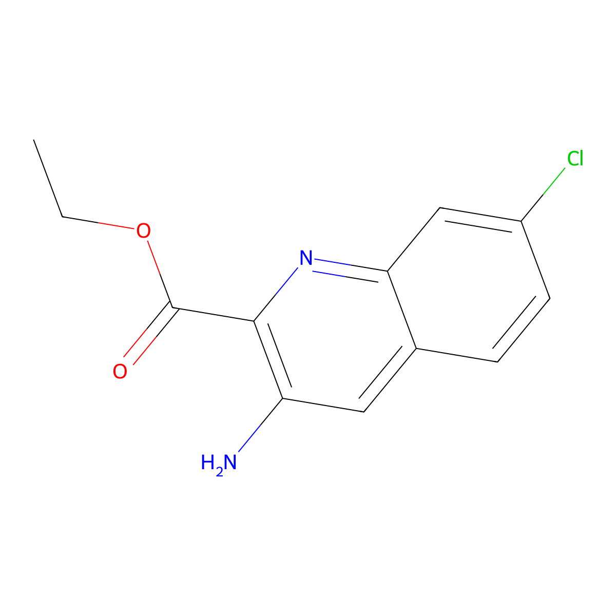 Ethyl 3-amino-7-chloroquinoline-2-carboxylate molecular structure, CAS 690253-82-8