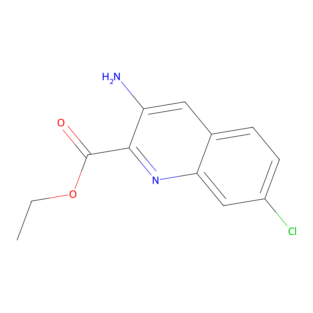 Ethyl 3-amino-7-chloroquinoline-2-carboxylate molecular structure, CAS 690253-82-8