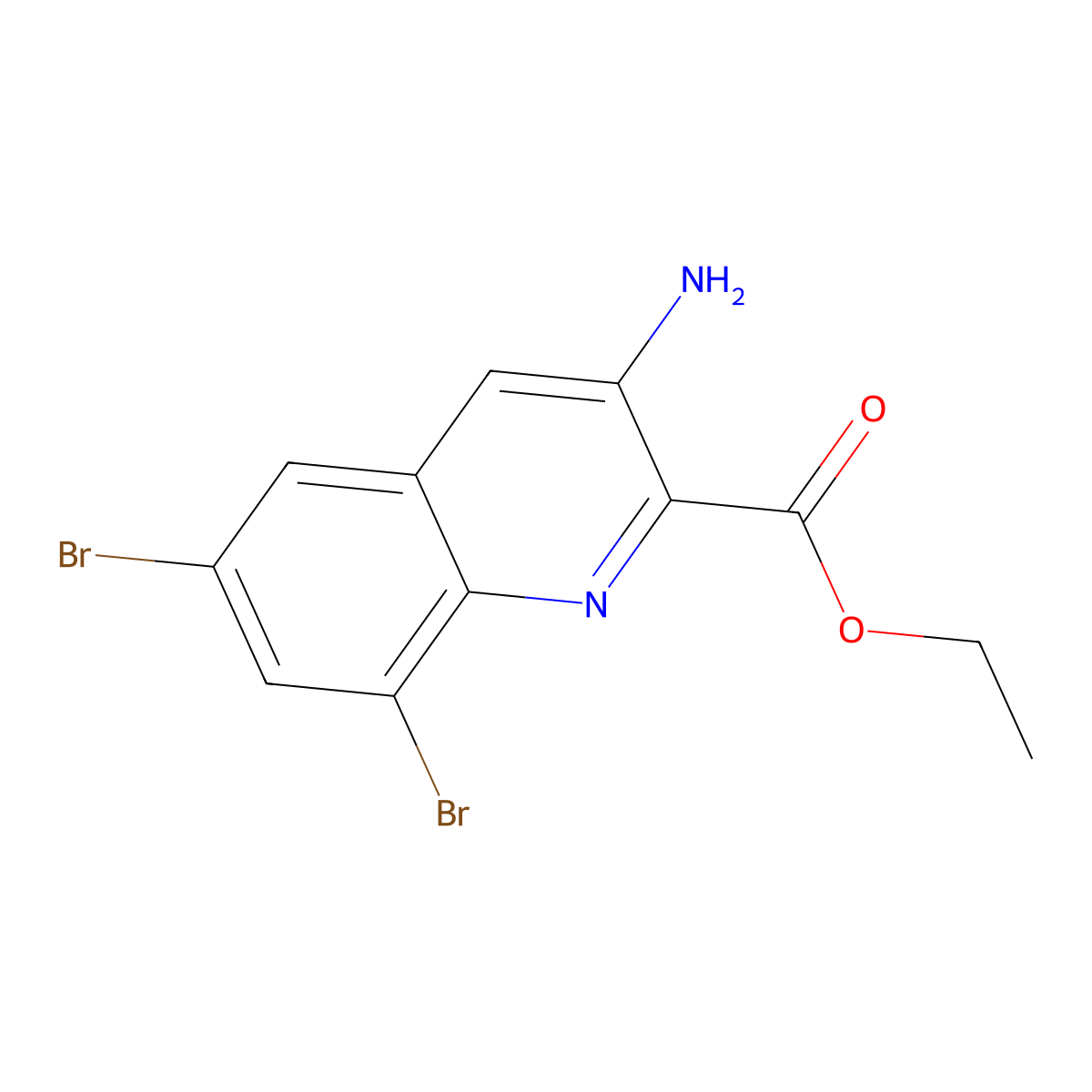 Ethyl 3-amino-6,8-dibromoquinoline-2-carboxylate molecular structure, CAS 690253-83-9