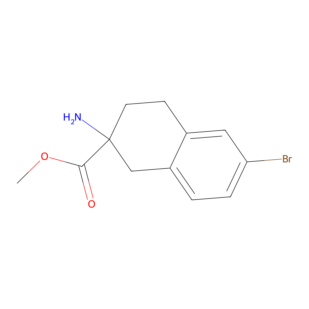 2-amino-6-bromo-1,2,3,4-tetrahydro-2-Naphthalenecarboxylic acid methyl ester molecular structure, CAS 690254-43-4