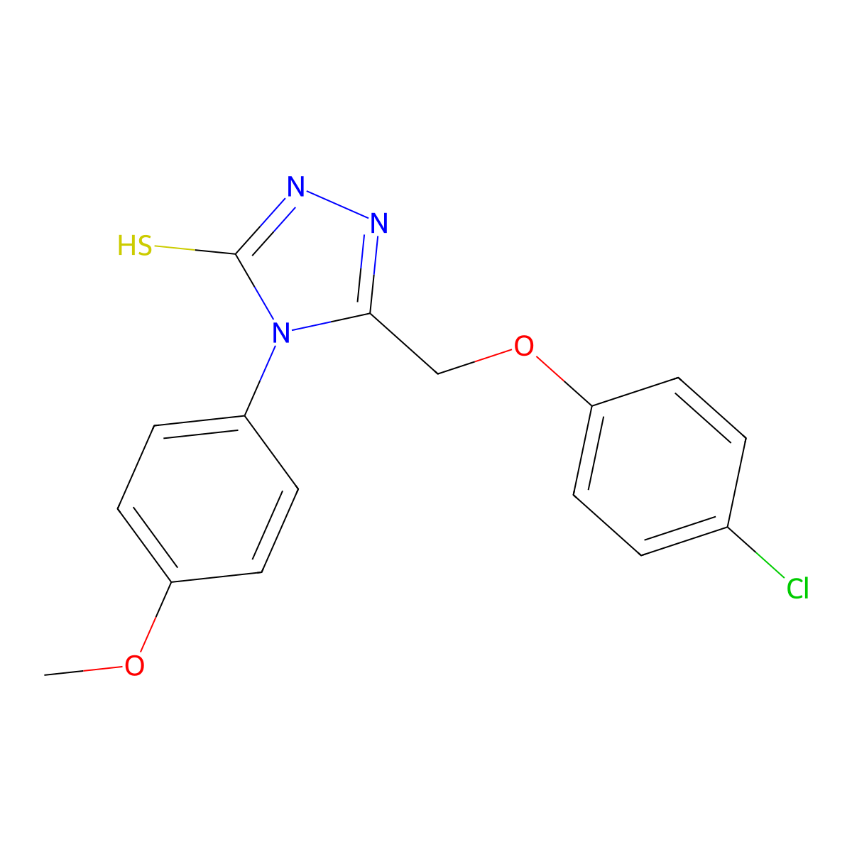 5-(4-chlorophenoxymethyl)-4-(4-methoxyphenyl)-4H-1,2,4-triazole-3-thiol molecular structure, CAS 69026-64-8