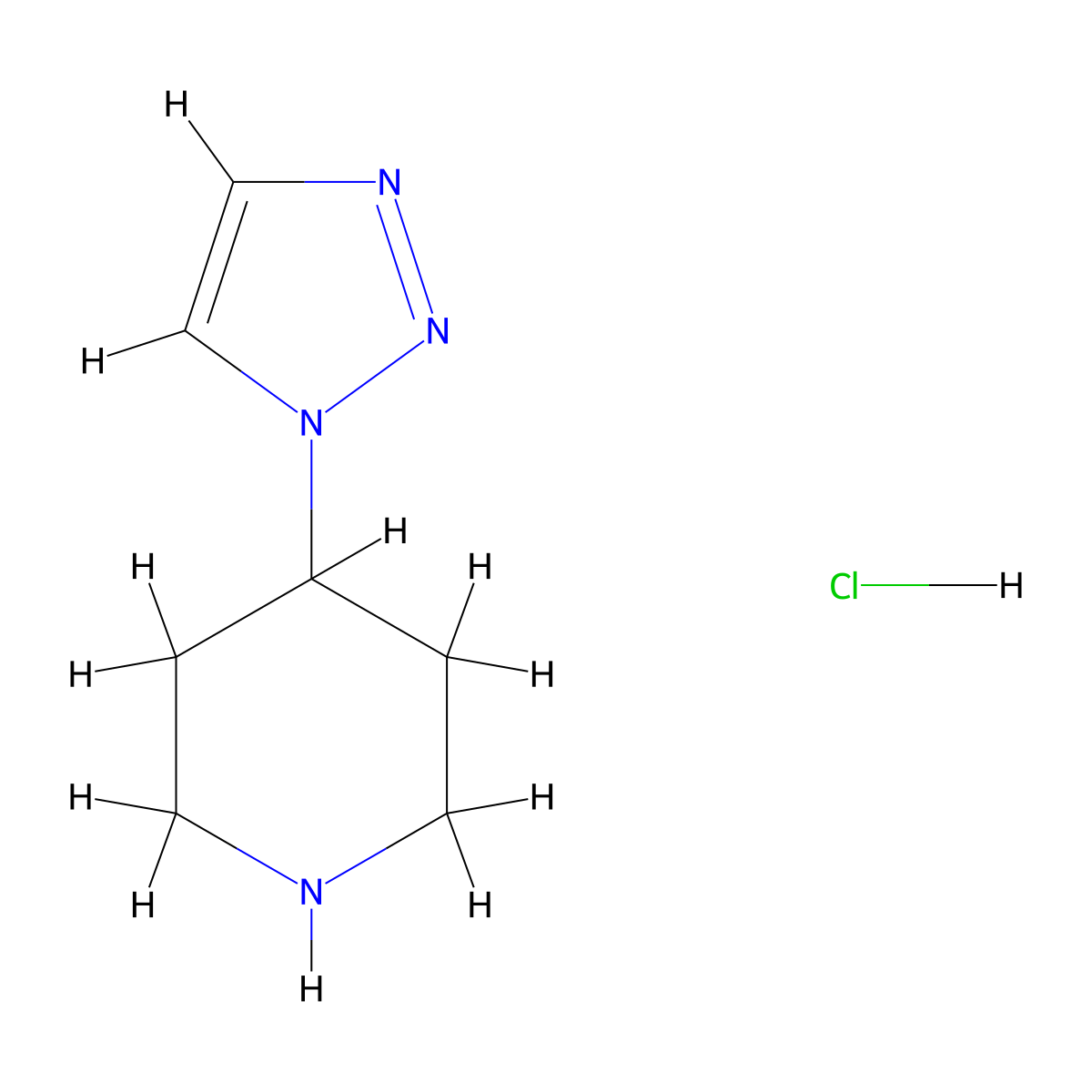 4-(1H-1,2,3-triazol-1-yl)piperidine hydrochloride molecular structure, CAS 690261-88-2