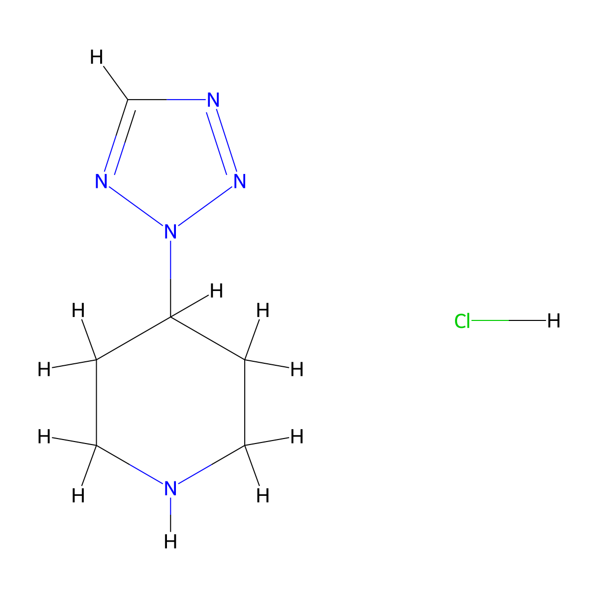 4-(2H-1,2,3,4-tetrazol-2-yl)piperidine hydrochloride molecular structure, CAS 690261-91-7