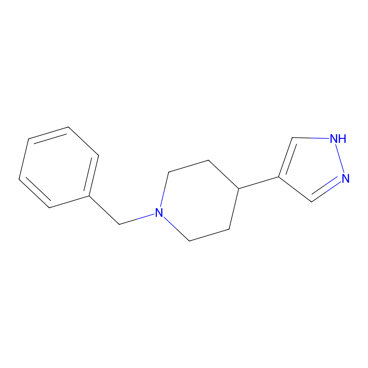 1-Benzyl-4-(1H-pyrazol-4-yl)piperidine molecular structure, CAS 690261-97-3