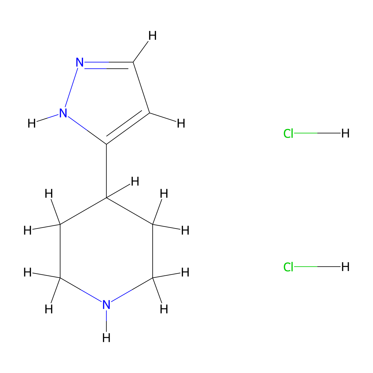 4-(1H-Pyrazol-3-yl)piperidine dihydrochloride molecular structure, CAS 690262-00-1