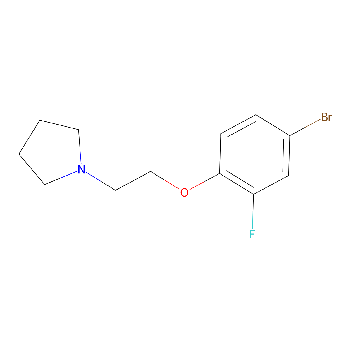 1-(2-(4-Bromo-2-fluorophenoxy)ethyl)pyrrolidine molecular structure, CAS 690264-34-7