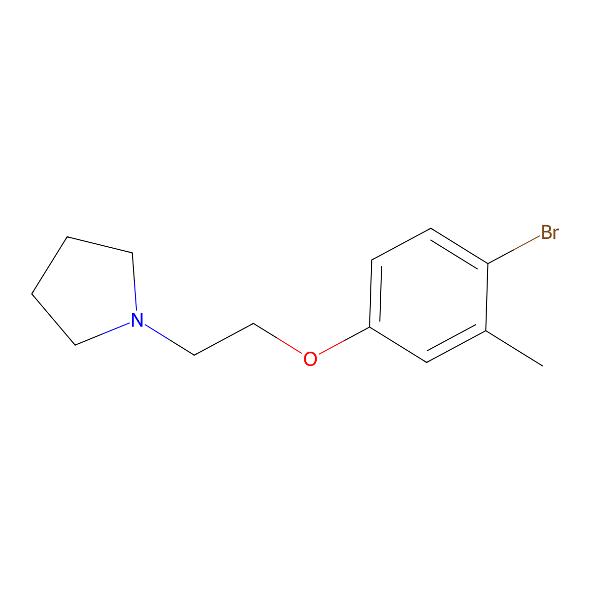 1-[2-(4-Bromo-3-methyl-phenoxy)-ethyl]-pyrrolidine molecular structure, CAS 690264-47-2
