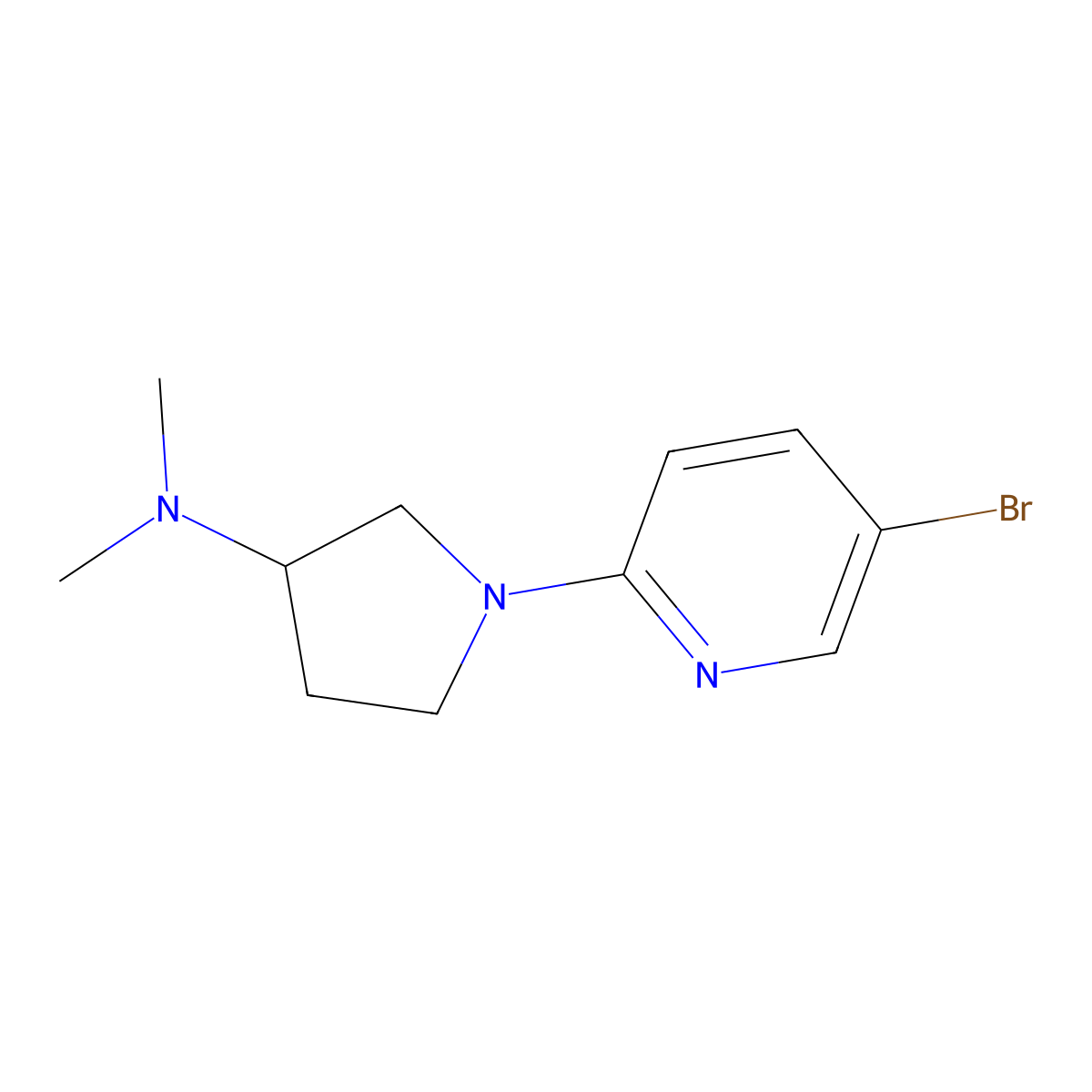 1-(5-Bromopyridin-2-yl)-N,N-dimethylpyrrolidin-3-amine molecular structure, CAS 690264-82-5