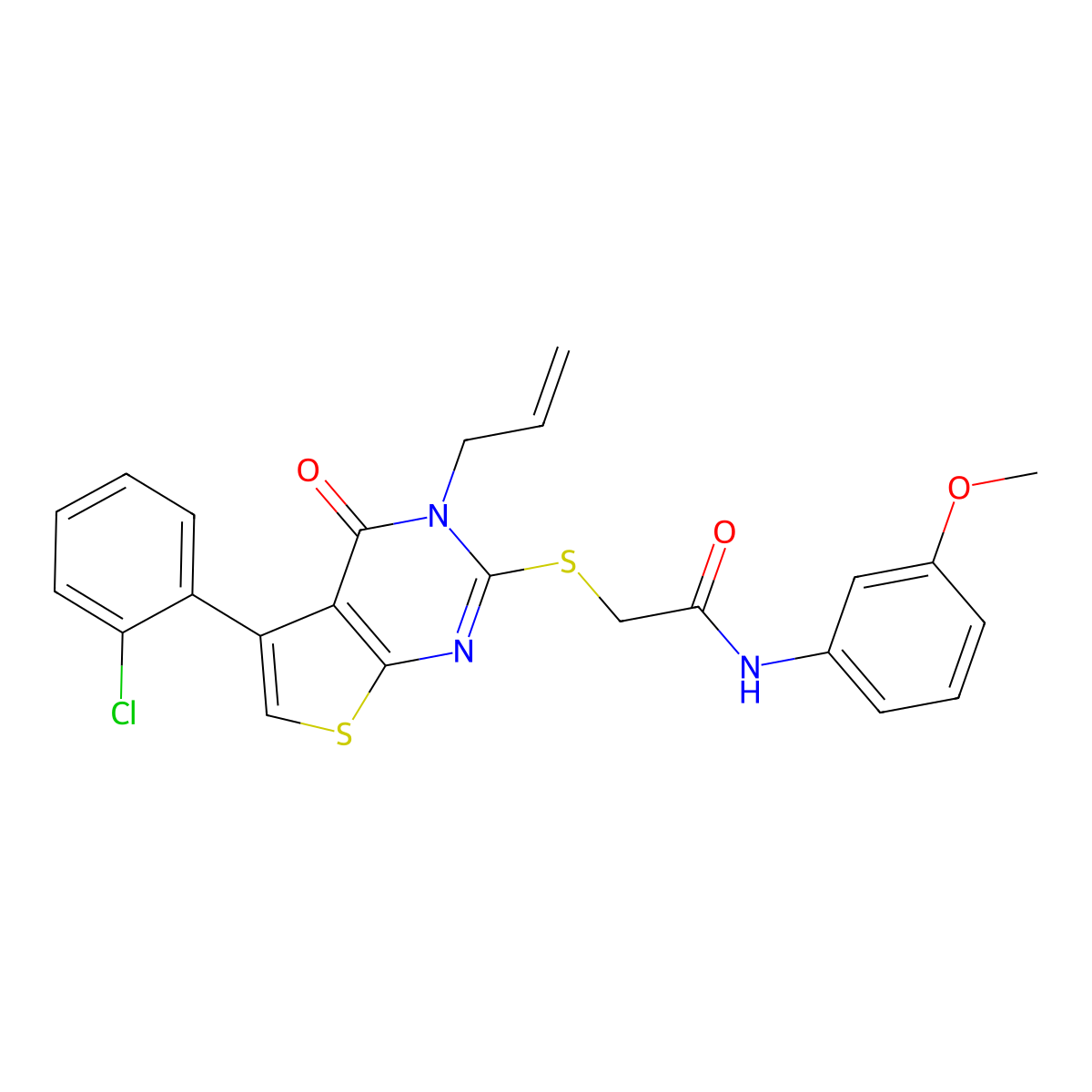 2-[5-(2-chlorophenyl)-4-oxo-3-prop-2-enylthieno[2,3-d]pyrimidin-2-yl]sulfanyl-N-(3-methoxyphenyl)acetamide molecular structure, CAS 690270-19-0