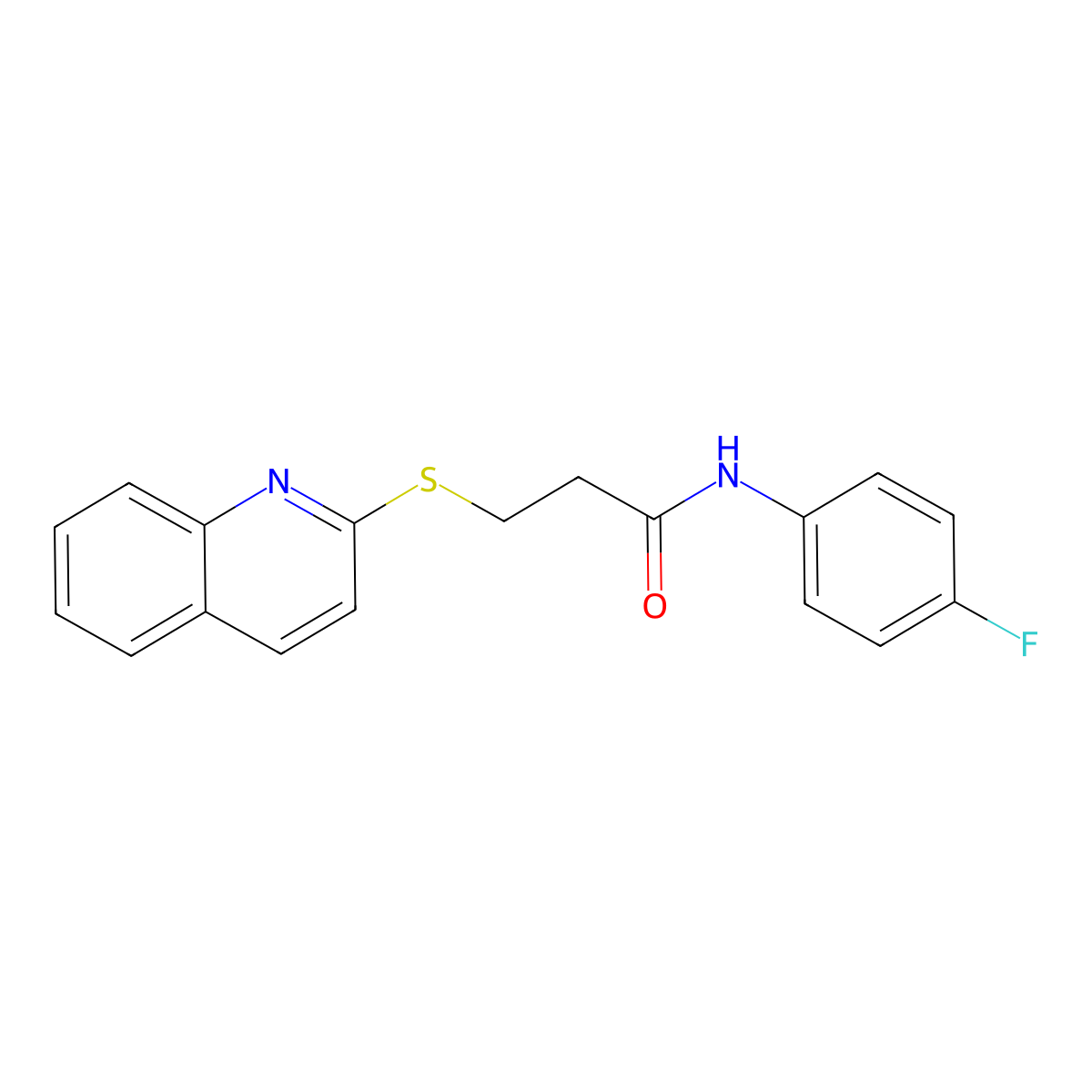 N-(4-fluorophenyl)-3-(2-quinolinylsulfanyl)propanamide molecular structure, CAS 690271-28-4