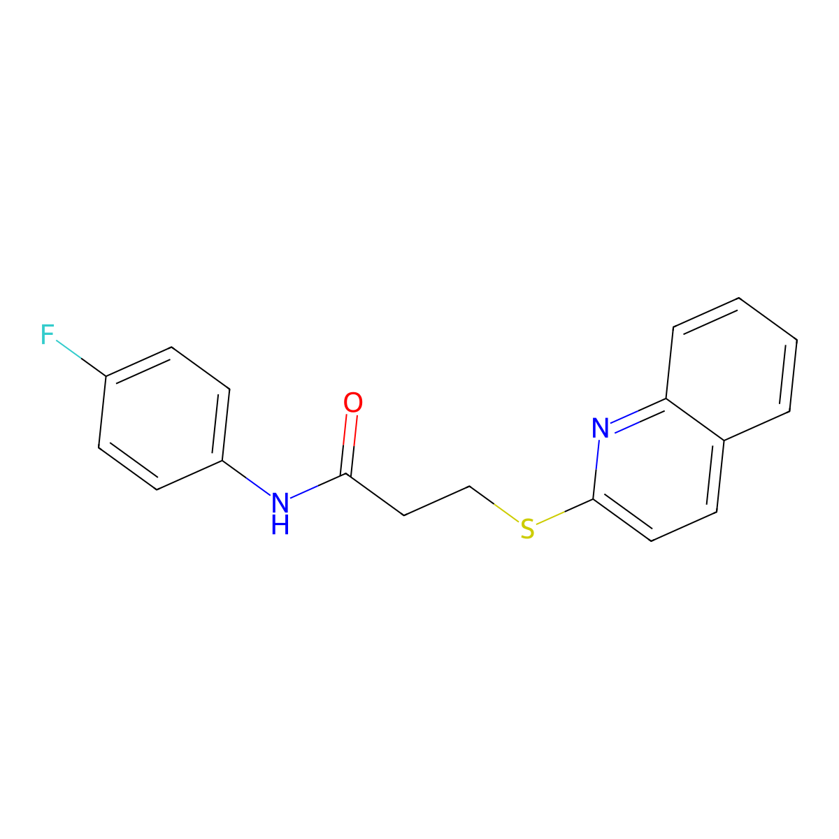 N-(4-fluorophenyl)-3-(2-quinolinylsulfanyl)propanamide molecular structure, CAS 690271-28-4