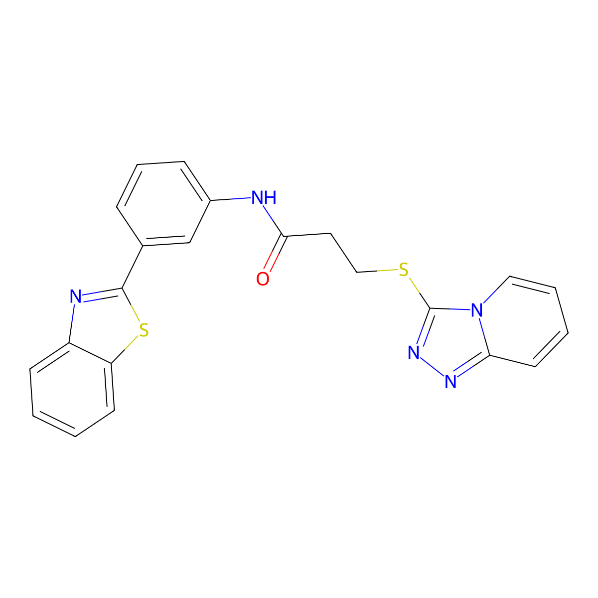 3-([1,2,4]triazolo[4,3-a]pyridin-3-ylthio)-N-(3-(benzo[d]thiazol-2-yl)phenyl)propanamide molecular structure, CAS 690271-46-6