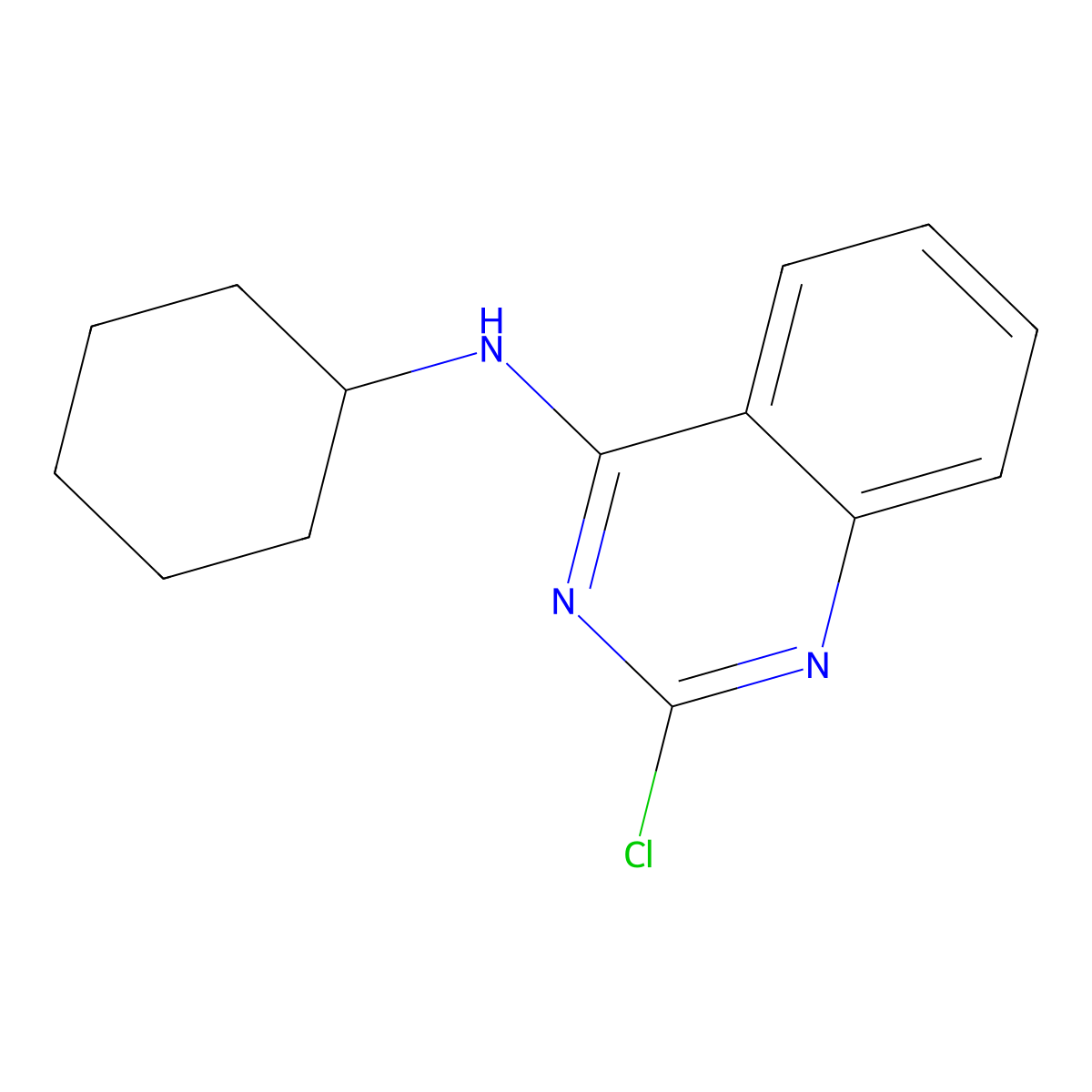 2-chloro-N-cyclohexylquinazolin-4-amine molecular structure, CAS 69033-51-8