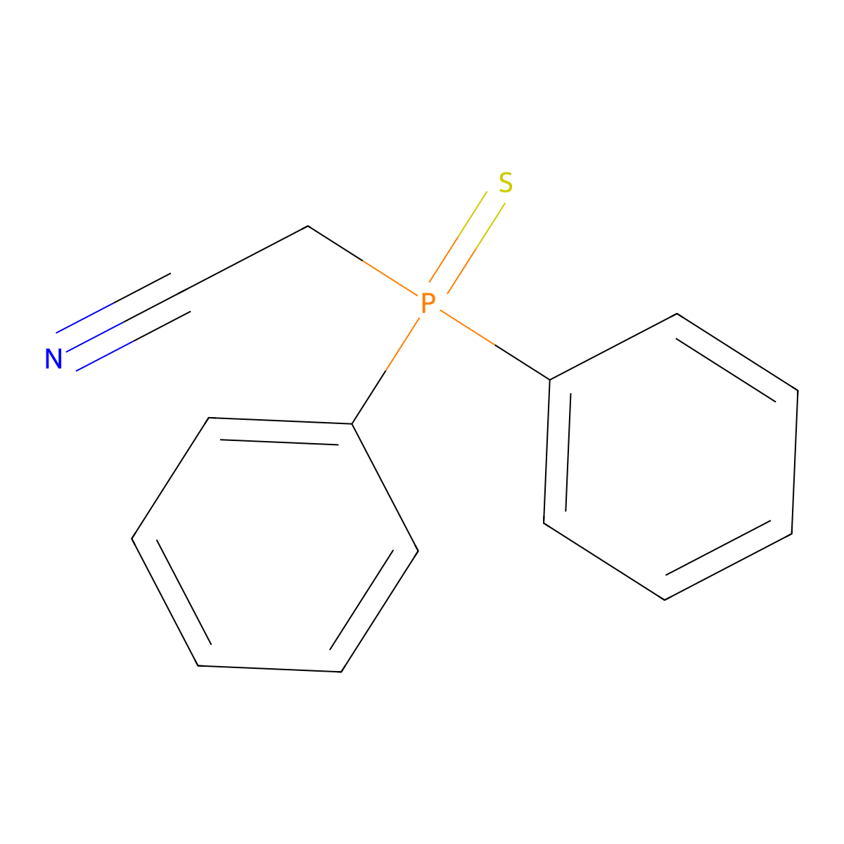 Acetonitrile, (diphenylphosphinothioyl)- molecular structure, CAS 69039-10-7