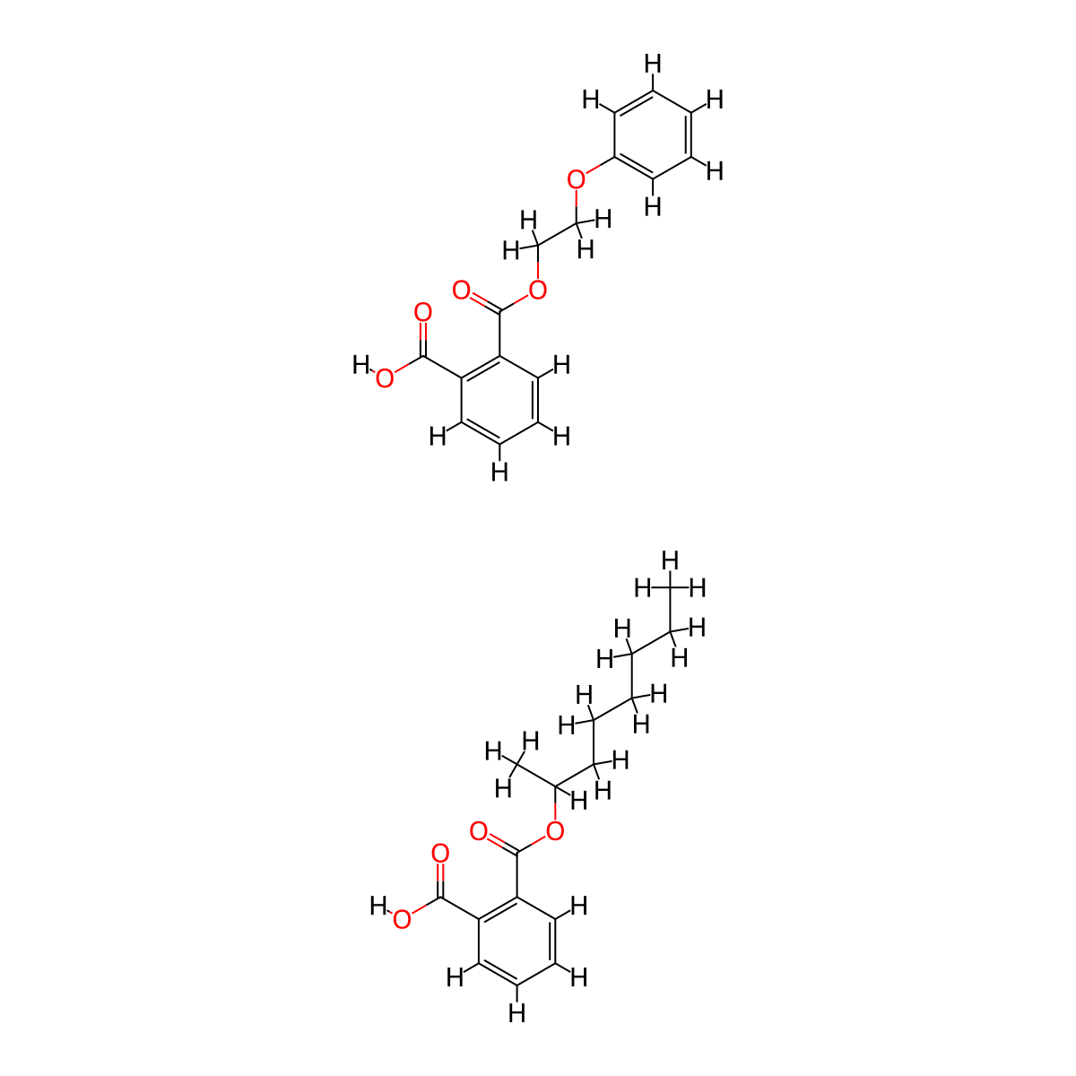 2-Octan-2-yloxycarbonylbenzoic acid; 2-(2-phenoxyethoxycarbonyl)benzoic acid molecular structure, CAS 69043-96-5