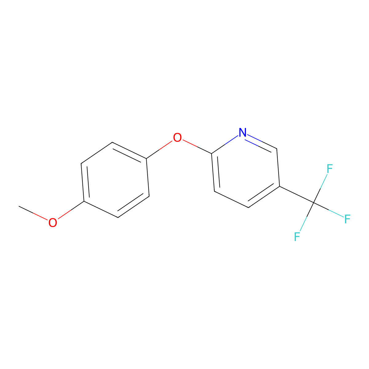 Pyridine, 2-(4-methoxyphenoxy)-5-(trifluoromethyl)- molecular structure, CAS 69045-86-9