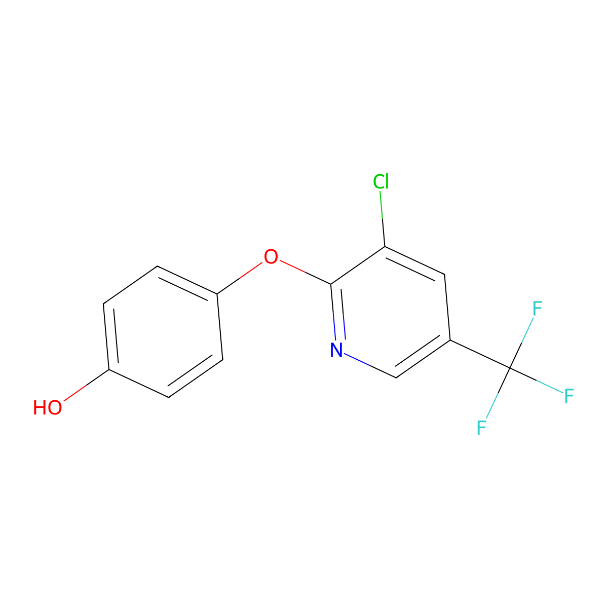 4-(3-Chloro-5-(trifluoromethyl)pyridin-2-yl)oxyphenol molecular structure, CAS 69045-89-2