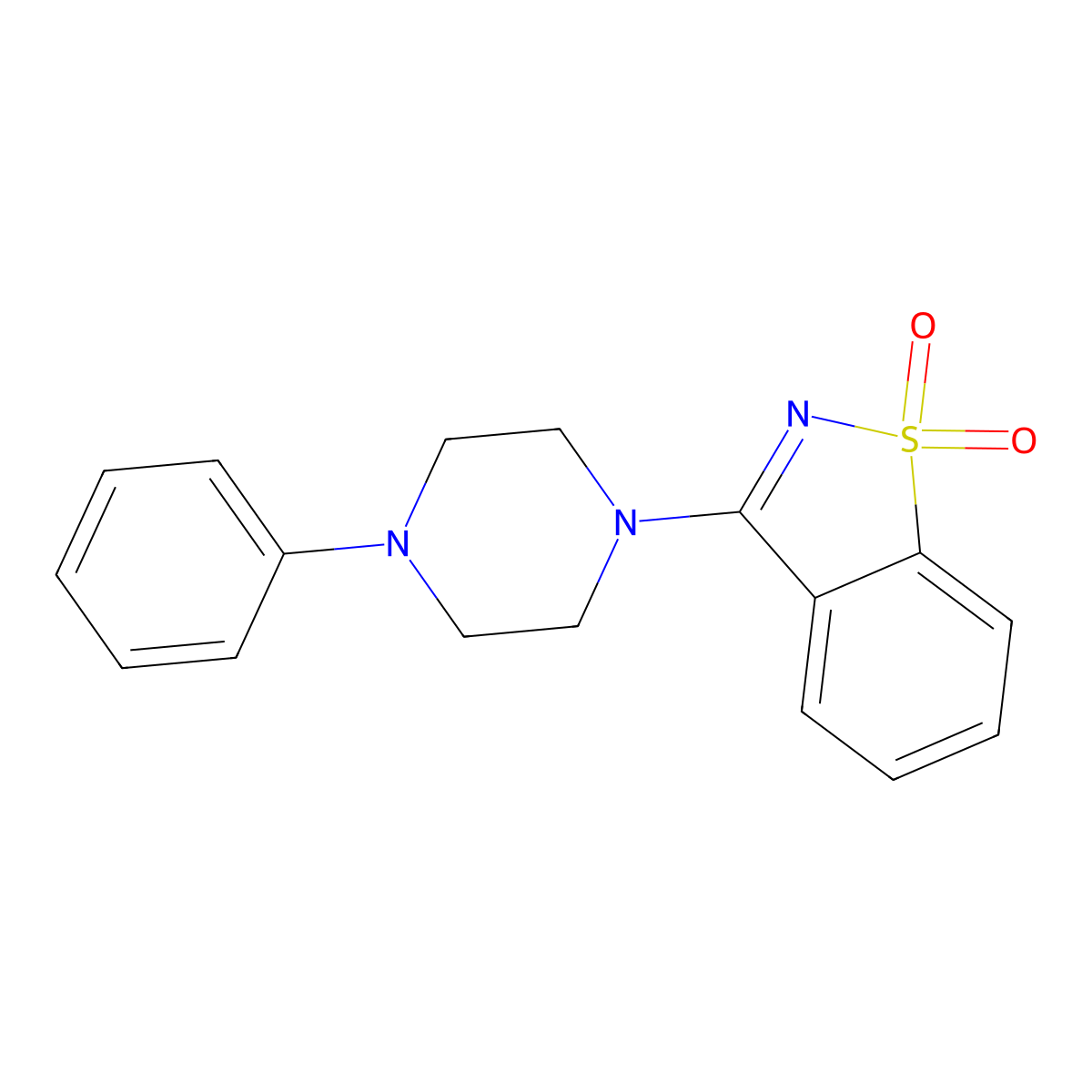 3-(4-Phenylpiperazin-1-yl)-1,2-benzothiazole 1,1-dioxide molecular structure, CAS 69046-50-0